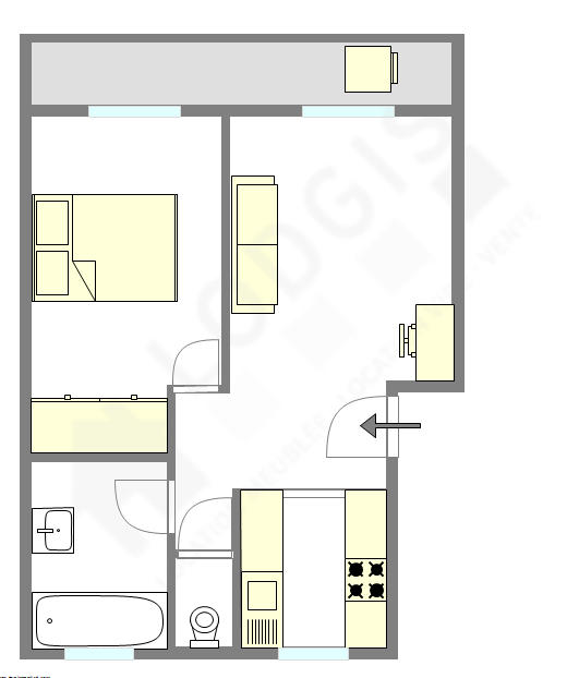 Appartement Paris 20° - Plan interactif