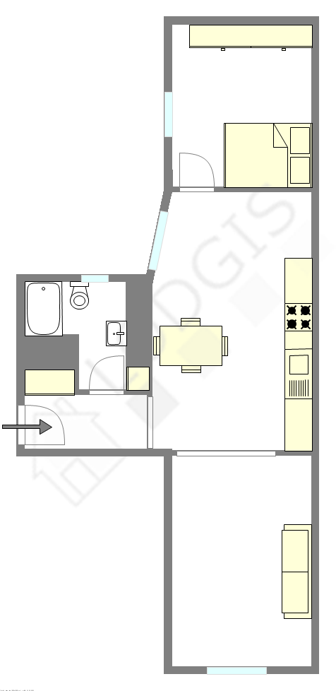 Apartamento Paris 20° - Plano interativo