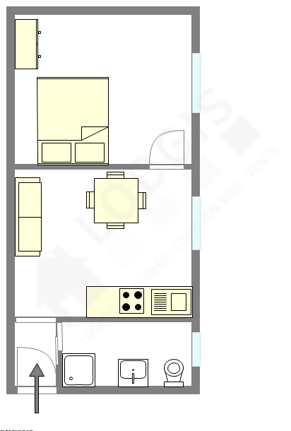 Appartement Paris 20° - Plan interactif