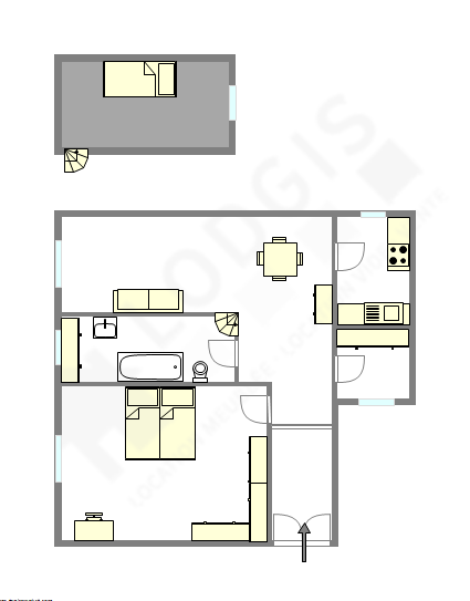 Appartement Paris 2° - Plan interactif