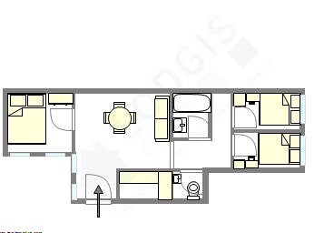 Appartement Paris 1° - Plan interactif