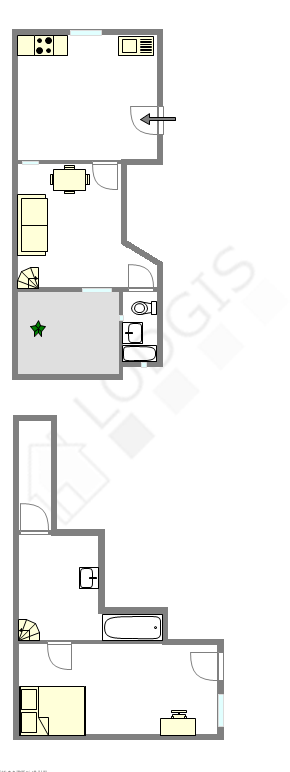 Appartement Paris 18° - Plan interactif