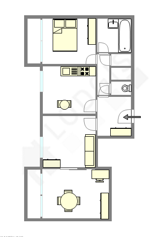 Appartement Paris 15° - Plan interactif