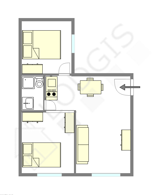 Appartement Paris 15° - Plan interactif