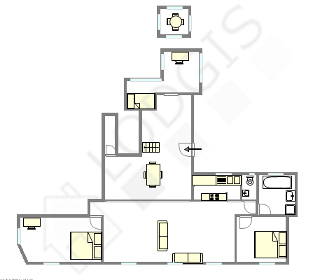 公寓 巴黎10区 - 平面图